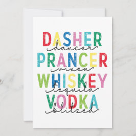 Cartes Pour Fêtes Annuelles Dasher Dancer Prancer ... Vodka Blitzé