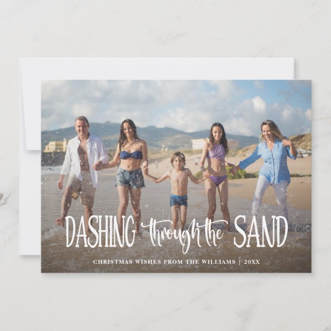 Cartes Pour Fêtes Annuelles Dashing à travers le sable | Photo de Noël (Devant)