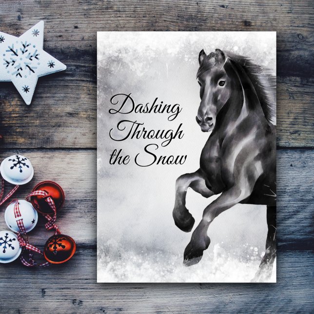 Cartes Pour Fêtes Annuelles Dashing Through the Snow Beautiful Horse Christmas (Créateur téléchargé)