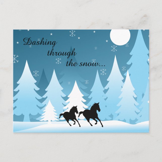 Cartes Pour Fêtes Annuelles Dashing Through the Snow Horse Christmas (Devant)