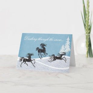 Cartes Pour Fêtes Annuelles Dashing Through the Snow Horse Holiday Card