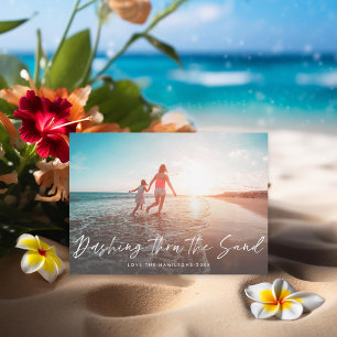 Cartes Pour Fêtes Annuelles Dashu Thru the Sand Beach Photo de vacances