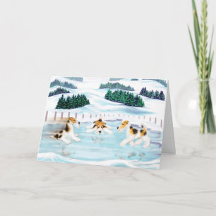 Cartes Pour Fêtes Annuelles Date de patin de Fox Terrier de fil