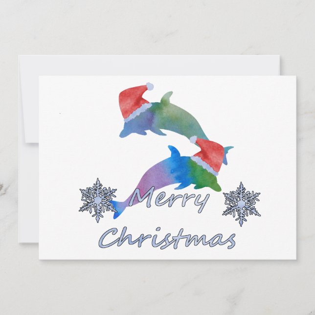Cartes Pour Fêtes Annuelles Dauphins de Noël (Devant)