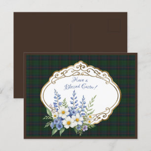 Cartes Pour Fêtes Annuelles Davidson Modern Scottish Tartan Pâques Floral