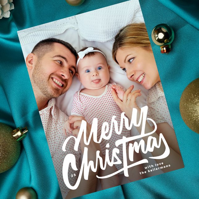 Cartes Pour Fêtes Annuelles DE GRANDES PHOTOS | lettrage blanc Joyeux Noël (Créateur téléchargé)