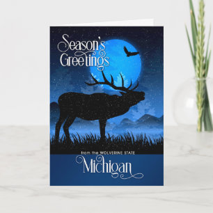 Cartes Pour Fêtes Annuelles de Michigan Bonnes Fêtes Moose