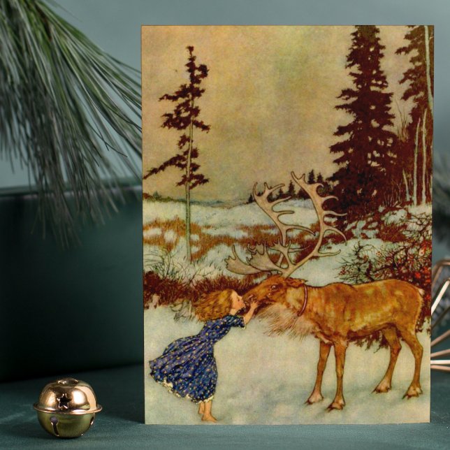 Cartes Pour Fêtes Annuelles 🎄 de Noël des filles et des rennes (Créateur téléchargé)