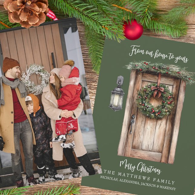 Cartes Pour Fêtes Annuelles De Notre Maison À Votre Photo Personnalisée Noël (A traditional Christmas holiday card on one side and a personal photo on the other side. Perfect!)