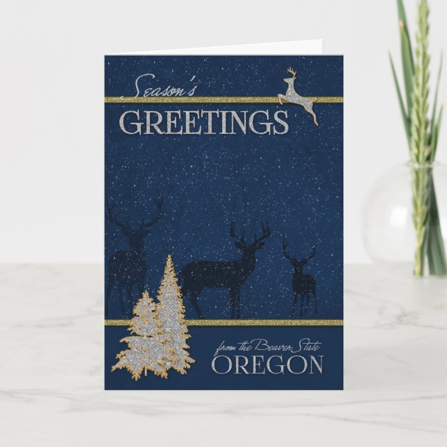Cartes Pour Fêtes Annuelles de Oregon The Beaver State Noël (Devant)