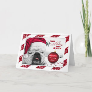Cartes Pour Fêtes Annuelles de Pet Groomer Noël Bulldog Santa Hat