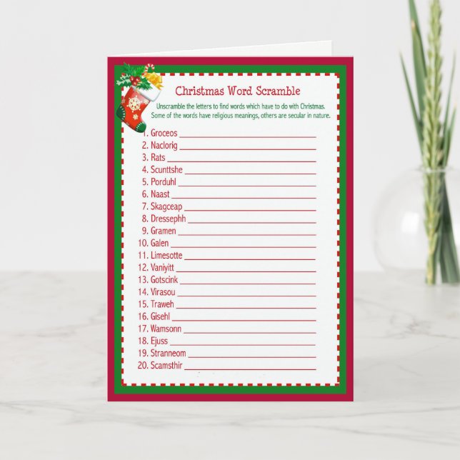 Cartes Pour Fêtes Annuelles Débauche de mots de Noël (Devant)