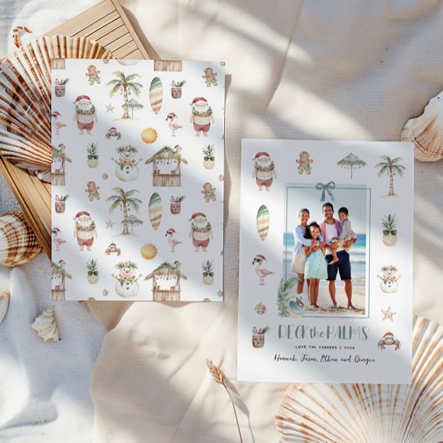 Cartes Pour Fêtes Annuelles Deck des palmiers | Fun Tropical Christmas Photo (Créateur téléchargé)