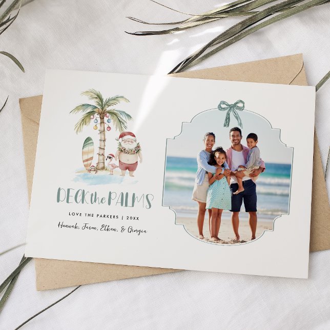 Cartes Pour Fêtes Annuelles Deck des palmiers | Fun Tropical Christmas Photo (Créateur téléchargé)