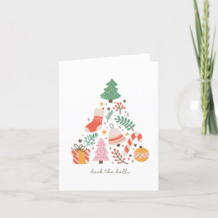 Cartes Pour Fêtes Annuelles Deck Halls Joli sapin de Noël Design Blanc