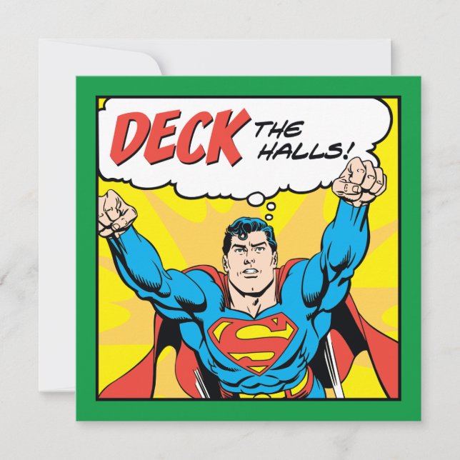 Cartes Pour Fêtes Annuelles Deck Les Halls Avec Superman (Devant)
