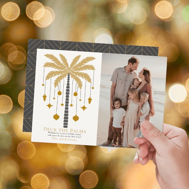 Cartes Pour Fêtes Annuelles Deck Palms Golden Palm Tree photo de Noël (Créateur téléchargé)