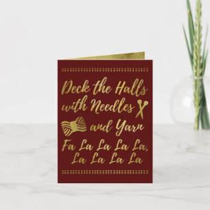 Cartes Pour Fêtes Annuelles Deck the Halls tricot cramoisi + or