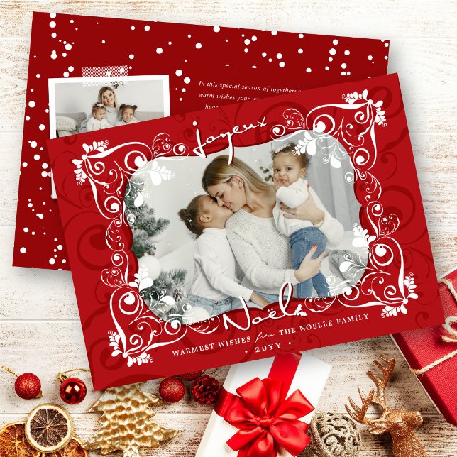 Cartes Pour Fêtes Annuelles Déco Mistletoes Feuilles Joyeux Noel Photo de Noël (Créateur téléchargé)