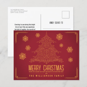 Cartes Pour Fêtes Annuelles Déco moderne Arbre de Noël Snowflakes Orange Rouge