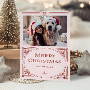 Cartes Pour Fêtes Annuelles Déco moderne   Élégant rose et rouge avec photo