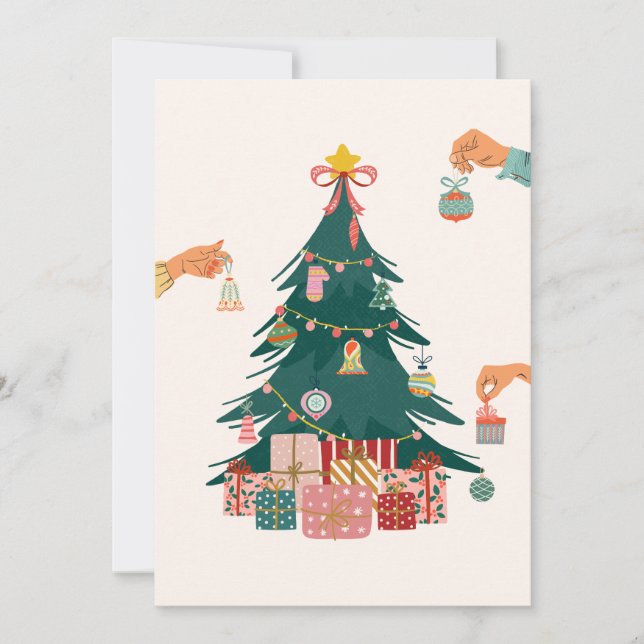 Cartes Pour Fêtes Annuelles Décor d'arbres de Noël (Devant)