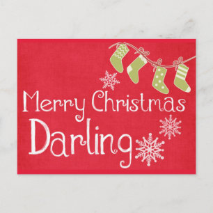 Cartes Pour Fêtes Annuelles Décor simple élégante Red Joyeux Chaussettes de No