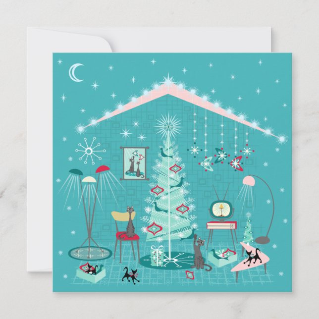Cartes Pour Fêtes Annuelles Décoration de vacances rétro (Devant)