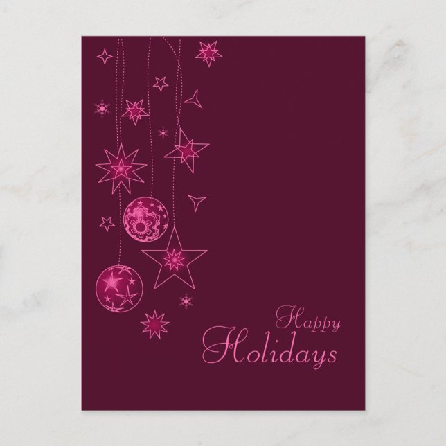 Cartes Pour Fêtes Annuelles Décorations de Noël rose élégant (Devant)