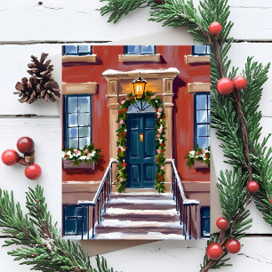Cartes Pour Fêtes Annuelles Décorez le hall   Brownstone de Noël en ville