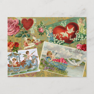 Cartes Pour Fêtes Annuelles Découpage de la Saint-Valentin vintage, Anges, Fle