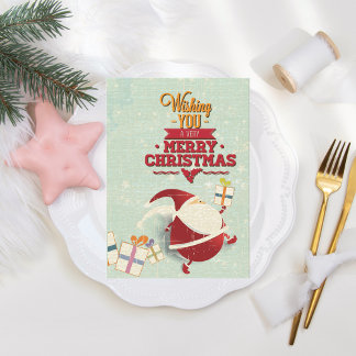 Cartes Pour Fêtes Annuelles Découpe du Père Noël rétro avec présentants