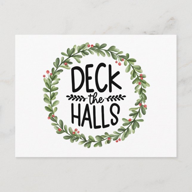 Cartes Pour Fêtes Annuelles Découvrir la couronne d'aquarelle des Halls (Devant)