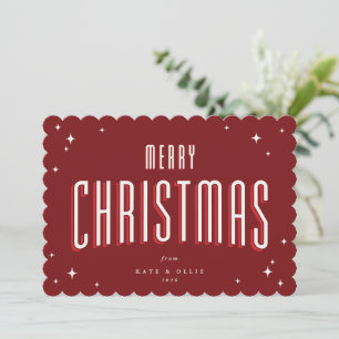 Cartes Pour Fêtes Annuelles Deep Red Joyeux Noël Retro Stations Appartement