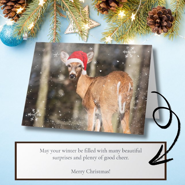 Cartes Pour Fêtes Annuelles Deer Christmas Snowy Woodland Forest (Créateur téléchargé)