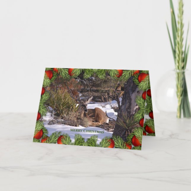 Cartes Pour Fêtes Annuelles Deer Peace Love Jove Wildlife Christmas Card (Devant)