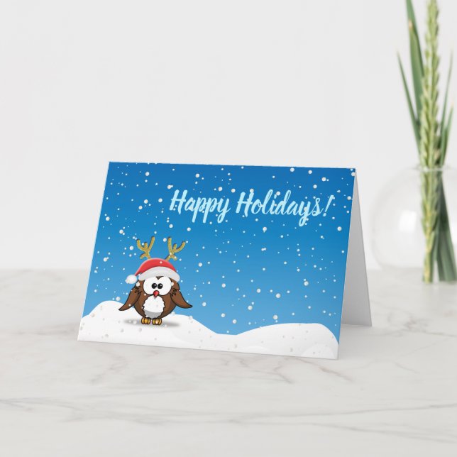Cartes Pour Fêtes Annuelles Deer Père Noël Owl (Devant)