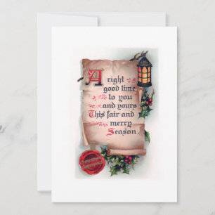 Cartes Pour Fêtes Annuelles Défilement vintage avec lanterne et voeux de Noël