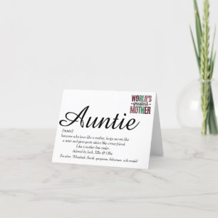 Cartes Pour Fêtes Annuelles Définition de la meilleure tante jamais vue au mon