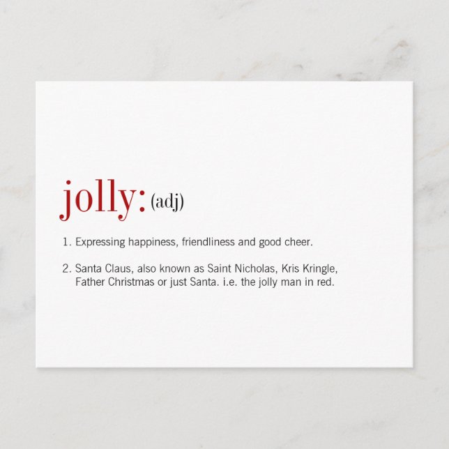 Cartes Pour Fêtes Annuelles Définition de Noël Jolly (Devant)