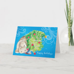 Cartes Pour Fêtes Annuelles Dégringolade d'arbre d'hippopotame et de Noël