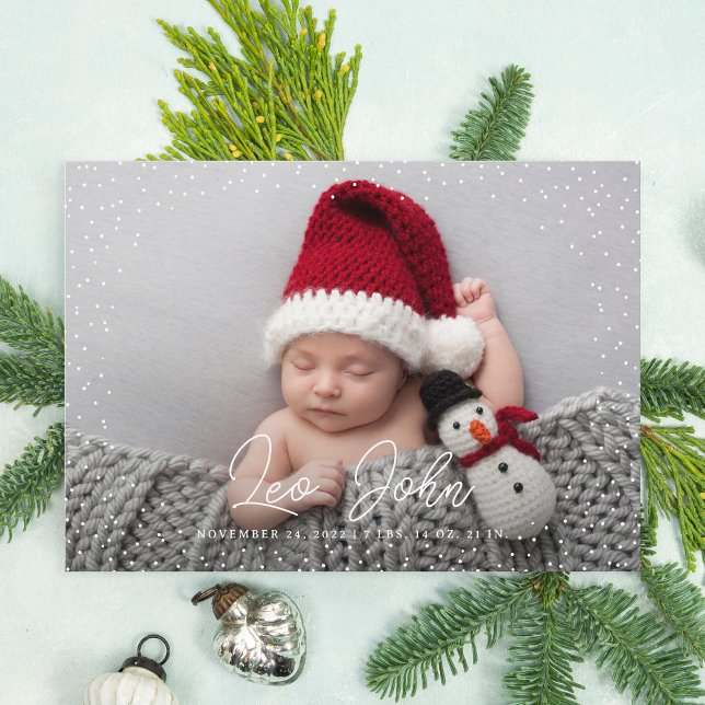 Cartes Pour Fêtes Annuelles Délicat Neige Pleine photo Naissance bébé (Créateur téléchargé)