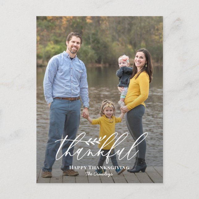 Cartes Pour Fêtes Annuelles Délicate Branche Editable Couleur Thanksgiving (Devant)
