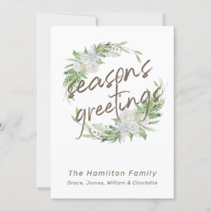 Cartes Pour Fêtes Annuelles Délicate couronne de Noël Florale Blanche