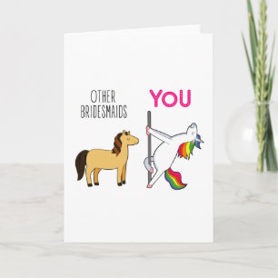 Cartes Pour Fêtes Annuelles Demoiselle d'honneur Licorne Mariage Drôle