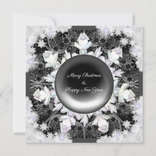 Cartes Pour Fêtes Annuelles Dentelle en céramique noir & flocon de neige