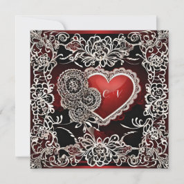 Cartes Pour Fêtes Annuelles Dentelle et Coeurs modernes amour