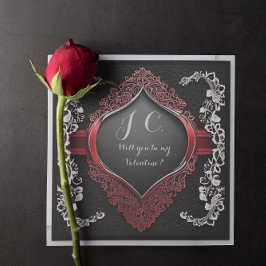 Cartes Pour Fêtes Annuelles Dentelle noire moderne et cadre floral amour