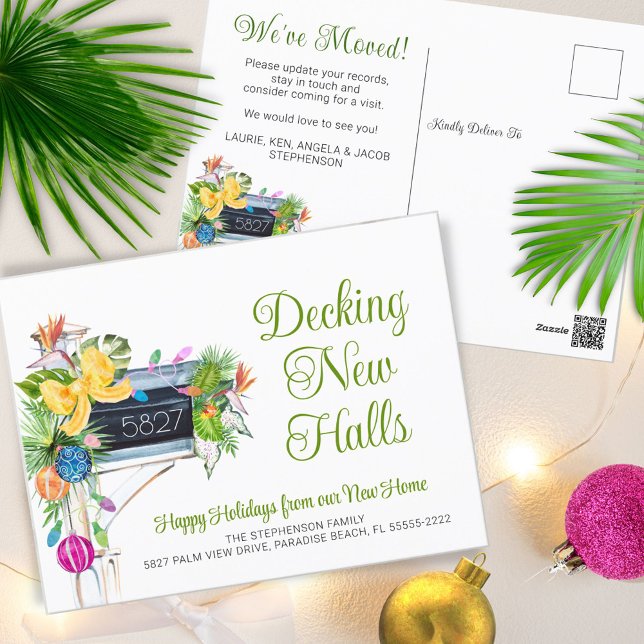 Cartes Pour Fêtes Annuelles Déplacer Tropical Botanique Floral Salutation (Créateur téléchargé)