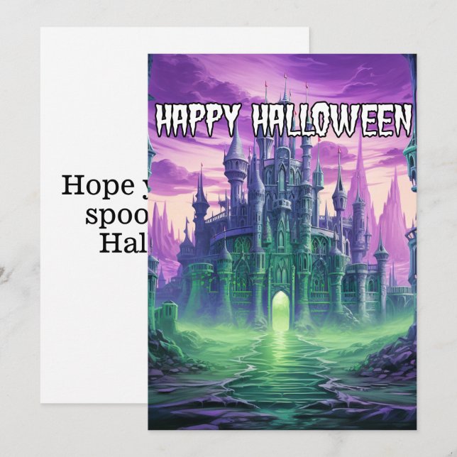 Cartes Pour Fêtes Annuelles Déplaisant Haunted Mansion | Bonne Halloween (Devant / Derrière)